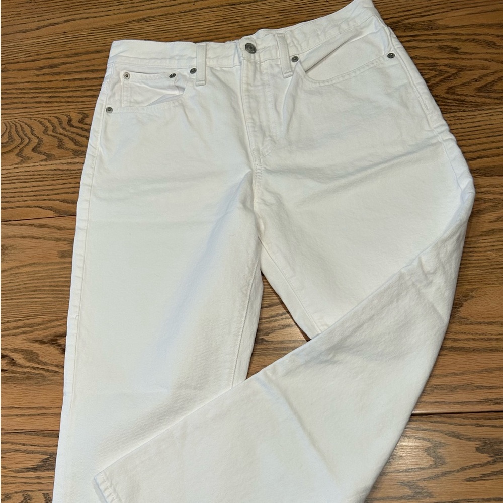Ladies J. Crew White Jeans Denim Slouchy Boyfriend Size 27 Cotton